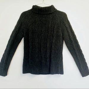 Sonoma Black Chenille Fitted Turtle Neck Sweater